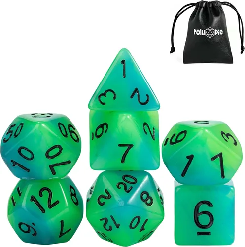 Miniatura 14 de 5 juegos de dados DND, juego de dados poliédricos (35 piezas) con bolsa de troquel de cuero, juego de troqueles D&D para juegos de mesa RPG