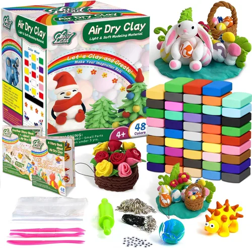 Miniatura 7 de Chico Land Arcilla de secado al aire de 24 colores, regalo para niños y niñas a partir de 4 años, kit de arcilla para modelar modelos de bricolaje