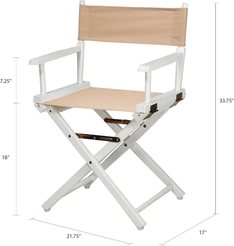 Miniatura 3 de Casual Home - Silla de director de 18.0 in, marco blanco con lona marrón
