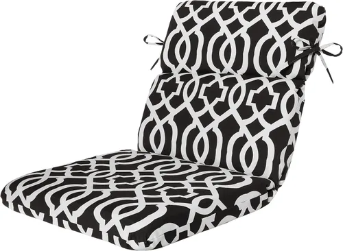 Pillow Perfect Trellis - Cojín de asiento redondo para silla de esquina con respaldo dividido para interiores y exteriores, con lazos, asiento