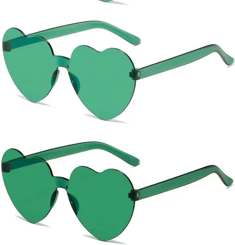 2 lentes de sol en forma de corazón, sin marco, transparentes, color caramelo, recuerdo de fiesta para adultos y niños