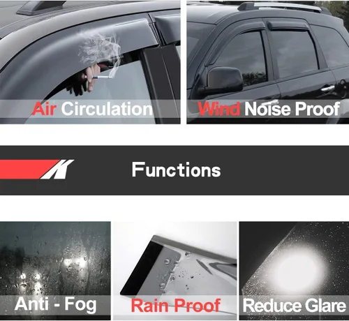 Miniatura 4 de 92054 - Protector de lluvia para ventana lateral original, para montaje exterior, cinta inastillable, color humo oscuro, 2 persianas para ventana
