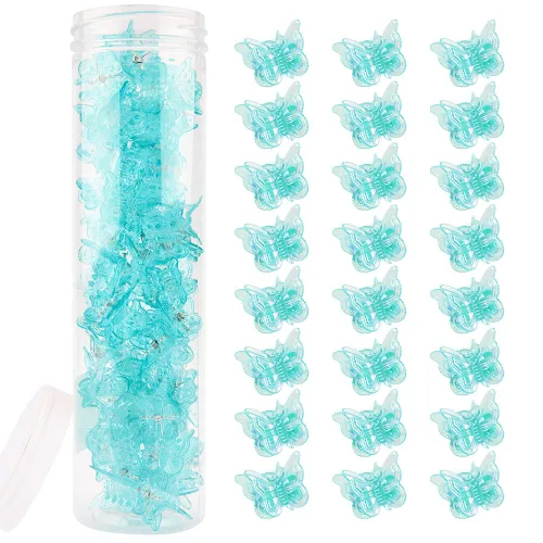 Miniatura 15 de AHONEY - 60 pinzas de mariposa mini para el cabello con caja de brillo, accesorios para el cabello estilo 90s Y2k para niñas y mujeres (Azul)