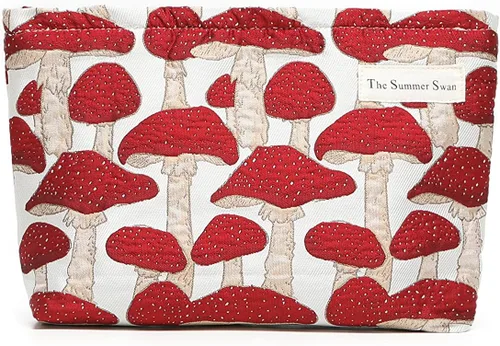 The Summer Swan Kit de embrague floral grande del período del embrague del mediodía, bolsa de maquillaje linda para el cuidado de la piel, Rojo Rojo
