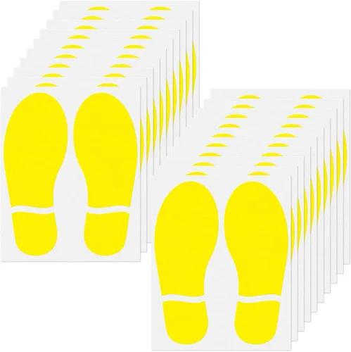Miniatura 13 de 20 pares de calcomanías de huellas negras de 3 x 7 pulgadas, vinilo autoadhesivo para zapatos, decoración de pies a distancia, impermeable