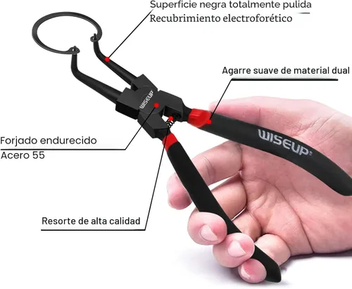 Miniatura 3 de WISEUP Juego de alicates de anillo a presión, 4 piezas de 7 pulgadas, kit de alicates de circlip interno/externo de 7 pulgadas, puntas de mandíbula