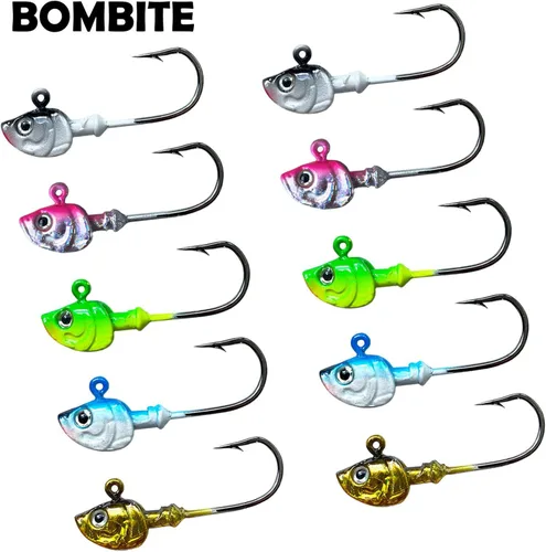 Miniatura 2 de Swimbait Jig Heads, 10 unidades de cabezas de plantilla de pesca, ganchos de agua salada, cabeza de plantilla de Swimbait, cabezas de pesca de 3/8oz