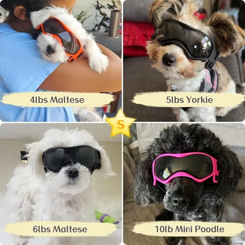 Miniatura 8 de Gafas de sol para perros de razas pequeñas, lentes de sol para perros con protección UV, para cachorros para mascotas pequeñas al aire libre, Naranja