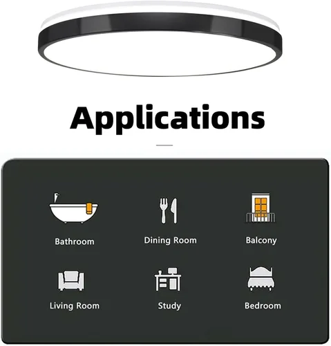 Miniatura 3 de Lámpara de techo LED de 24 W en negro, lámpara de montaje empotrado con altavoz Bluetooth y control remoto, luz RGB de cambio