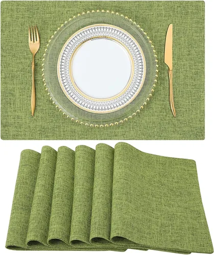 Miniatura 36 de homing - Juego de 4 manteles individuales de algodón y lino, manteles de tela lavables para mesa de comedor de estilo rústico para interiores y Negro