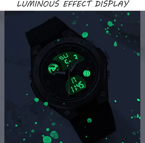 Miniatura 8 de Relojes de pulsera para mujer, digital, 5 bares, impermeables, con retroiluminación LED, correa colorida, alarma analógica