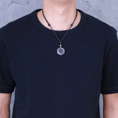 Miniatura 2 de COAI Collar con colgante de hexagrama de estrella de David Amulet, Piedra
