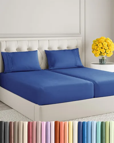 Miniatura 174 de Juego de sábanas de 5 piezas tamaño King dividido, sábanas extrasuaves, transpirables y refrescantes, sábanas de lujo de hotel para mujeres