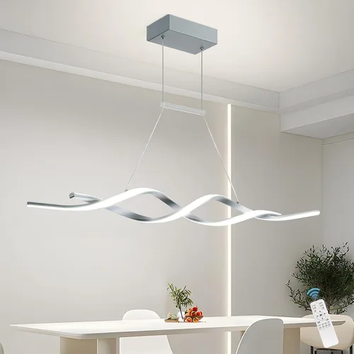 Miniatura 12 de Jaycomey Lámpara LED moderna para comedor, 52 W, regulable, moderna, lineal, con control remoto, 3000K a 6500K, lámpara de techo ajustable para isla