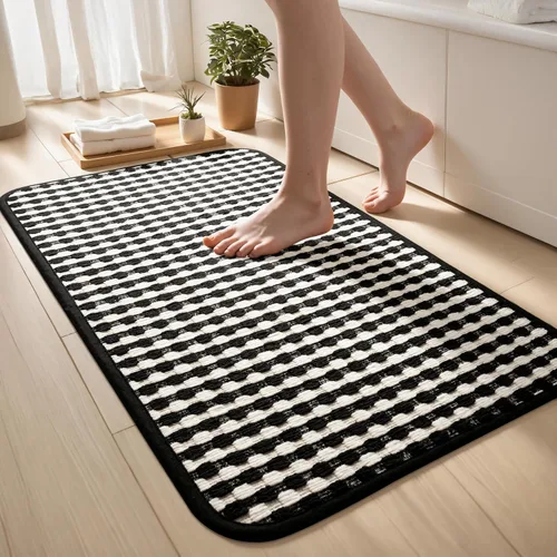 Miniatura 32 de Tapetes de baño antideslizantes delgados para debajo de la puerta, tapetes de baño de secado rápido absorbentes con respaldo de goma trenzado