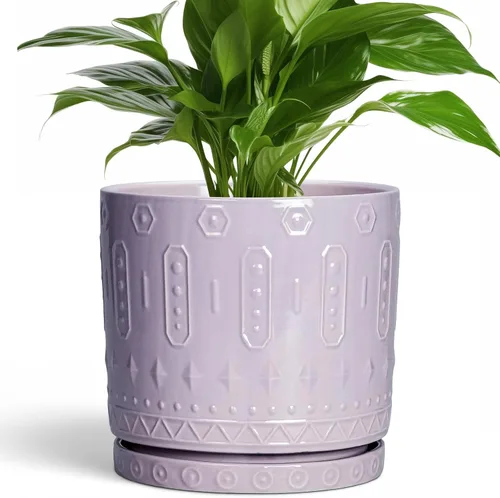 Miniatura 22 de Maceta de Cerámica Eightpot - Maceta de 20 cm para Interior con Agujeros de Drenaje y Platillo, Maceta Redonda para Exterior, Maceta Moderna de Azul