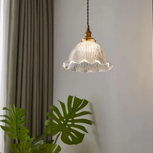Miniatura 4 de Elegante lámpara de cristal y latón E27 de altura ajustable para sala de estar, loft y pasillos