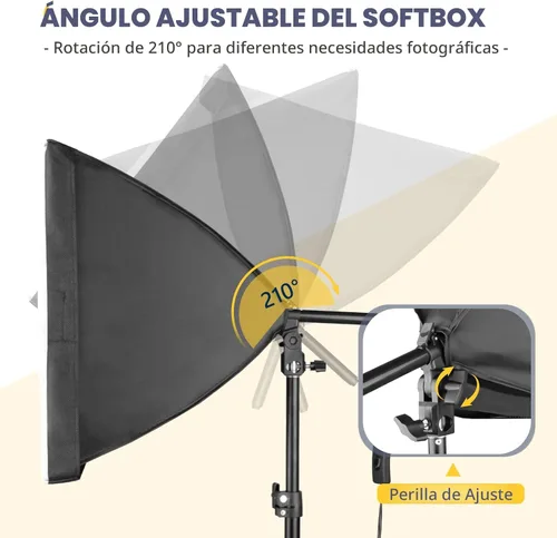 Miniatura 6 de Kit de Iluminación de Softbox para Fotografía Torjim, Kit de Iluminación de Softbox Profesional de 16' x 16' con Bombillas LED de 85W 3000-7500K