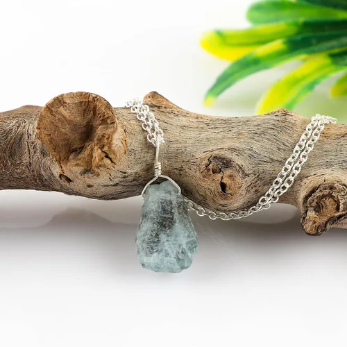 Miniatura 4 de Colgante delicado de piedras preciosas naturales crudas, collar de piedras ásperas surtidas, hecho a mano, joyería hipoalergénica bohemia