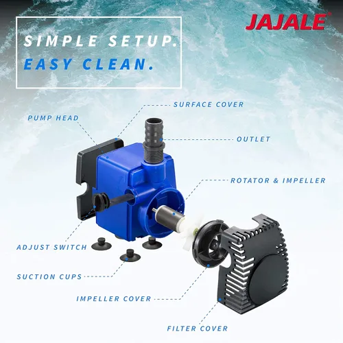 Miniatura 3 de Bomba de agua sumergible de 158 GPH – Acuarios, fuentes, hidroponía y bomba de estanque, elevación de 3.11 pies, 12 W Azul; 1 paquete