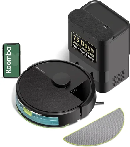 iRobot Roomba 105X Robot Aspirador y Trapeador Combo, Base de Vacío Automático, Autovaciado hasta 75 días, Succión de Elevación de Potencia 70×,