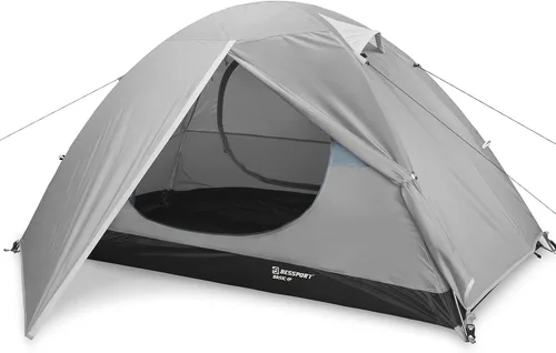 Miniatura 14 de Bessport Tienda de campaña para 1/2 persona, impermeable, dos puertas, tienda de mochilero, fácil instalación, ligera, para exteriores, senderismo