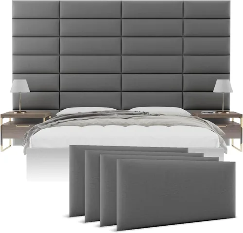 Miniatura 40 de Cabeceras tapizadas Vänt - Paneles de pared para montar en la pared tamaño Queen/Full - Champán neutro metálico - Juego de 4 paneles