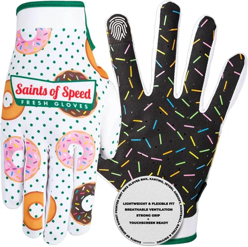 Saints of Speed Guantes de Dirt Bike Estampados con Rosquilla – Guantes de Bicicleta con Pantalla Táctil para Motocross, Ciclismo de Montaña, BMX,