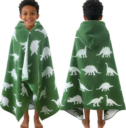Miniatura 30 de VOOVA & MOVAS Poncho de Toalla de Baño Gruesa con Capucha para Niños (4-8 Años) - Bata de Toalla de Natación de Algodón Turco Suave y Absorbente