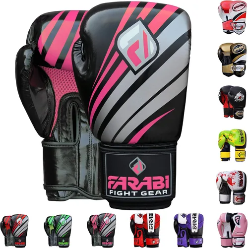 Miniatura 6 de Farabi Guantes de boxeo Pro Fighter Sparring Gym Bag Punching Focus Pad Mitts