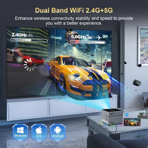 Miniatura 2 de XNANO Proyector de soporte 4K con WiFi6 y Bluetooth 5.0, proyector de cine en casa Full HD 1080P, con asistente de voz inteligente, proyector 4D/4P
