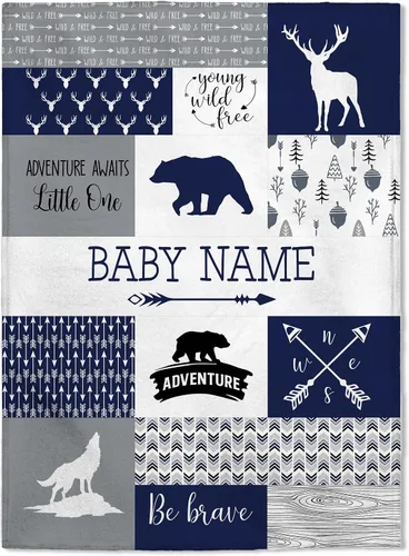 Miniatura 10 de FLOCHIL Manta de bebé personalizada para niños, manta de bebé personalizada con nombre, manta de bebé de bosque personalizada, regalo para baby