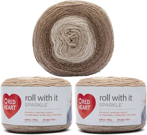 Miniatura 37 de Red Heart Roll with It Sparkle - Hilo de amatista – Paquete de 3 unidades de 5.29 oz/5.3 onzas, mezcla acrílica, 4 medianos (peinado), 561 yardas