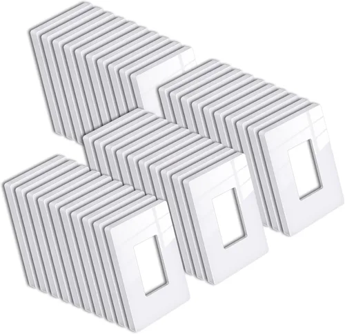 Miniatura 21 de BESTTEN Placa de pared sin tornillos de 5 segmentos, cubierta de enchufe decorador, placa decorativa para interruptor, serie blanca nieve brillante