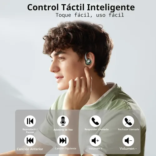 Miniatura 7 de Matast Auriculares deportivos Bluetooth 5.4 2026, 50 reproducciones sobre la oreja con micrófonos ENC con cancelación de ruido, auriculares