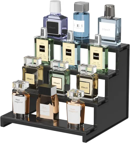 Lifewit Organizador de Colonia para Hombres, Soporte de Perfume de Plástico de 4 Niveles, Montaje sin Herramientas, Estante de Exhibición para