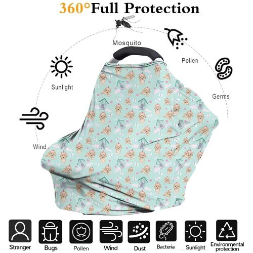 Miniatura 5 de Forchrinse Funda de asiento de coche de leopardo beige para bebés suave transpirable lactancia lactancia cubierta elástica infantil asiento de coche