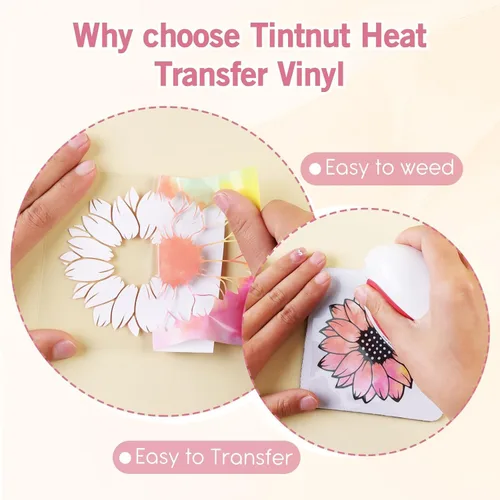 Miniatura 3 de Tintnut Vinilo de transferencia de calor Tie Dye, 8 hojas de 10 x 12 pulgadas, multicolor acuarela arco iris, vinilo para planchar para regalos