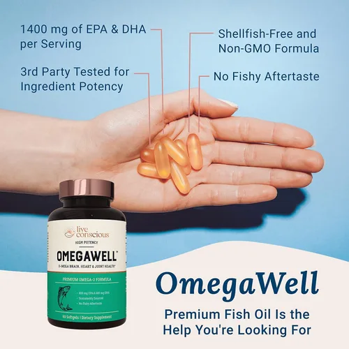Miniatura 6 de Live Conscious OmegaWell - Aceite de pescado y MagWell MagWell Magnesio Zinc y Vitamina D3 Salud ósea y cardíaca, apoyo del sistema inmunológico +