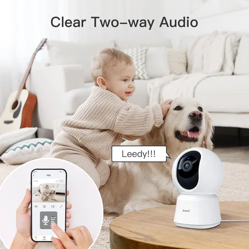 Miniatura 5 de Cámara de seguridad interior ARENTI 5G, cámara para mascotas de 4MP con altavoz para perros/gatos, monitor de bebé con aplicación para teléfono