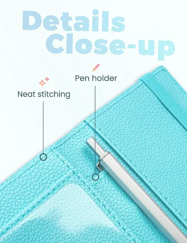 Miniatura 107 de Yarnic Funda para chequera personal, soporte para chequera con soporte para bolígrafo y divisor de plástico transparente integrado para cheques Rosa