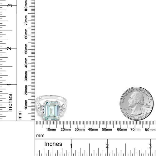 Miniatura 37 de Gem Stone King Anillo de compromiso con piedra natal de 5-10 quilates para mujer, plata de ley 925, corte esmeralda de 0.47 x 0.394 pulgadas, anillo