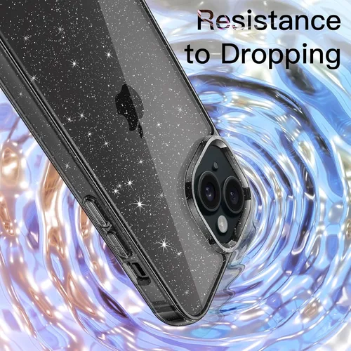Miniatura 5 de JETech - Funda con purpurina para iPhone 15 de 6.1 pulgadas, funda brillante a prueba de golpes, bonita y brillante para mujeres y niñas (negro)