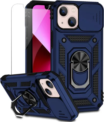 Miniatura 15 de Funda para iPhone 13 con cubierta para lente de cámara, protector de pantalla HD, doble capa [protección contra caídas de grado militar de 15 pies]