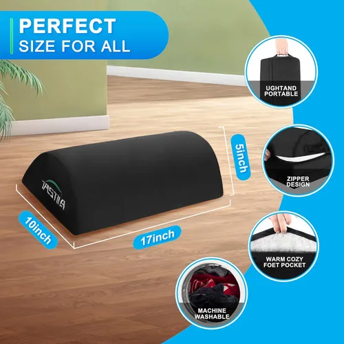 Miniatura 3 de TALSTILA Reposapiés para debajo del escritorio en el trabajo, reposapiés con bolsillos cálidos y de felpa, taburete ergonómico de espuma, reposapiés