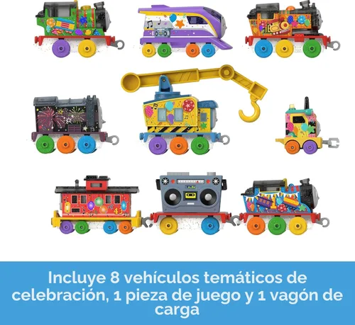 Miniatura 5 de Thomas & Friends Juego de regalo de trenes de juguete Thomas' 7 días de sorpresas, 10 vehículos fundidos a presión con carga para niños a partir