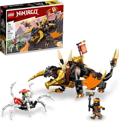 LEGO NINJAGO Cole’s Earth Dragon EVO 71782, Figura de juguete de acción actualizable para niños y niñas con criatura Escorpión de batalla y 2