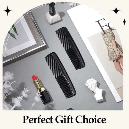 Miniatura 6 de Mimorou 150 peines para el cabello a granel, de plástico, color negro, con bolsillo, de 5 pulgadas, dientes finos y anchos para mujeres y hombres
