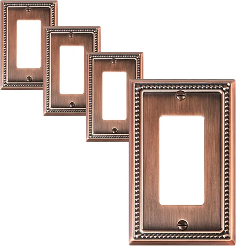Miniatura 82 de Paquete de 4 placas de cubierta para interruptor de luz de palanca individual, cubiertas decorativas de perlas, placa de pared de metal almendra