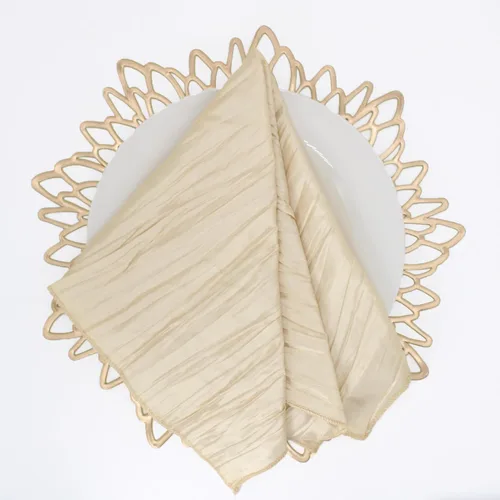Miniatura 2 de Your Chair Covers - Paquete de 10 servilletas de tela de tafetán arrugadas de color champán de 20 pulgadas, servilletas de lino de gran